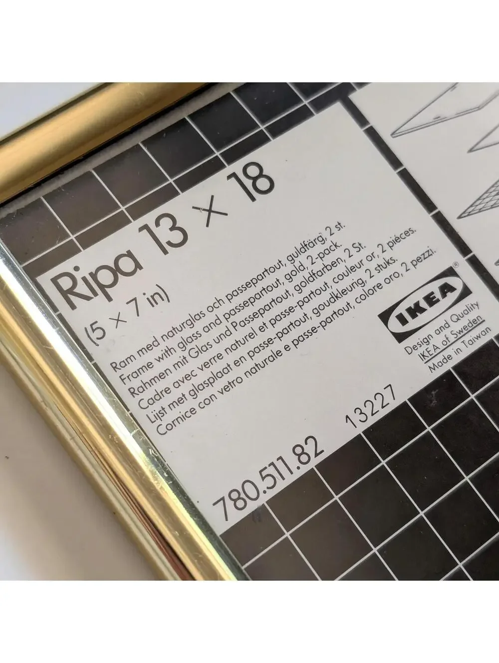 1990s Vintage IKEA Ripa Gold Frame - 5 x 7 Size